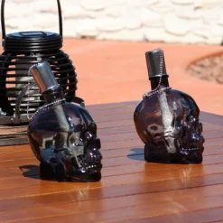 Sunnydaze Decor Sunnydaze Grinning Skull Glass Tabletop Torches