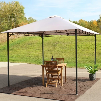 Sunnydaze Decor Sunnydaze Steel Open Gazebo With Weather-Resistant Polyester Fabric Top And Black Metal Frame For Backyard, Garden, Deck Or Patio - 10' X 10' - Gray 7 Sunnydaze Decor Sunnydaze Steel Open Gazebo With Weather-Resistant Polyester Fabric Top And Black Metal Frame For Backyard, Garden, Deck Or Patio - 10' X 10' - Gray - Image 5
