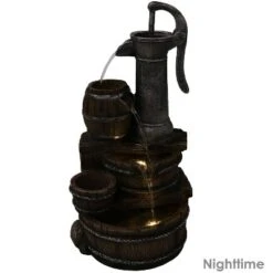 Sunnydaze Decor Sunnydaze 23"H Electric Polyresin Cozy Farmhouse Pump And Tiered Barrels Outdoor Water Fountain With LED Lights -Sunnydaze Decor GUEST 82cfa01f 7b83 49ac 97b3 7679afd2b079