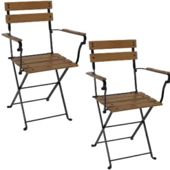 Sunnydaze Decor Sunnydaze Indoor/Outdoor Patio Or Dining Basic Chestnut Wooden Folding Bistro Arm Chair - Brown 17 Sunnydaze Decor Sunnydaze Indoor/Outdoor Patio Or Dining Basic Chestnut Wooden Folding Bistro Arm Chair - Brown -Sunnydaze Decor GUEST 82f0d845 dd51 4e94 aa02 567128a152ba
