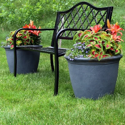 Sunnydaze Decor Sunnydaze Indoor/Outdoor Patio, Garden, Or Porch Weather-Resistant Double-Walled Anjelica Flower Pot Planter - 20" - Sable Finish 3 Sunnydaze Decor Sunnydaze Indoor/Outdoor Patio, Garden, Or Porch Weather-Resistant Double-Walled Anjelica Flower Pot Planter - 20" - Sable Finish