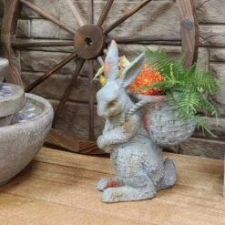Sunnydaze Decor 28 Sunnydaze Decor Sunnydaze 17" Roman The Carrot Collector Rabbit Indoor/Outdoor Statue Figurine - Patio, Lawn And Garden Decoration