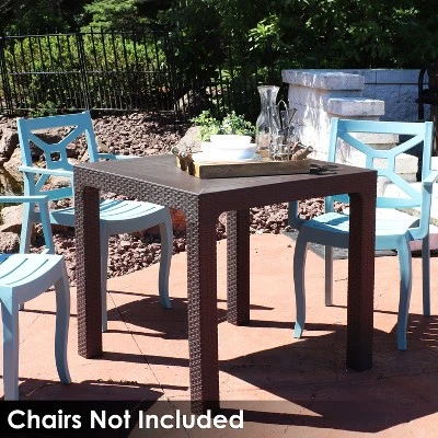 Sunnydaze Decor Sunnydaze Indoor/Outdoor Square Rattan Style Plastic Patio Dining Table - 31.5" - Brown 8 Sunnydaze Decor Sunnydaze Indoor/Outdoor Square Rattan Style Plastic Patio Dining Table - 31.5" - Brown - Image 6