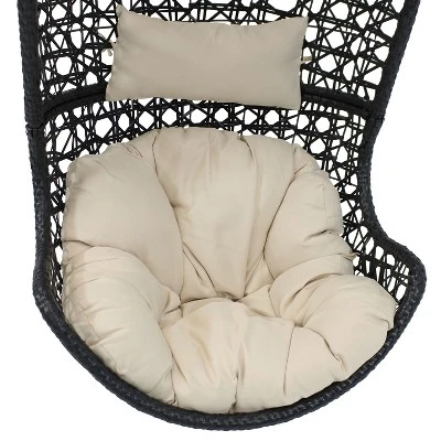 Sunnydaze Decor Sunnydaze Outdoor Resin Wicker Patio Cordelia Hanging Basket Egg Chair Swing With Cushion And Headrest - 2pc 7 Sunnydaze Decor Sunnydaze Outdoor Resin Wicker Patio Cordelia Hanging Basket Egg Chair Swing With Cushion And Headrest - 2pc - Image 5