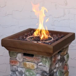 Sunnydaze Decor Sunnydaze Outdoor Cast Rock Design Propane Gas Fire Pit Column For Outside Patio & Deck With Lava Rocks, Waterproof Cover And Steel Burner - 30" -Sunnydaze Decor GUEST 908a2e93 798d 4e22 9538 f133f4d2724b