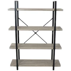 Sunnydaze Decor Sunnydaze 4 Shelf Industrial Style Freestanding Etagere Bookshelf With Wood Veneer Shelves - Oak Gray Veneer -Sunnydaze Decor GUEST 91262790 e93e 40ef be48 1467d1a9b542