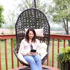 Sunnydaze Decor Sunnydaze Outdoor Resin Wicker Patio Cordelia Hanging Basket Egg Chair Swing With Cushion And Headrest - 2pc 14 Sunnydaze Decor Sunnydaze Outdoor Resin Wicker Patio Cordelia Hanging Basket Egg Chair Swing With Cushion And Headrest - 2pc -Sunnydaze Decor GUEST 9150082e be23 4be9 be3e ca18c3ef9fde