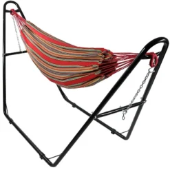 Sunnydaze Decor Sunnydaze Large Double Brazilian Hammock With Universal Stand - 450 Lb Weight Capacity -Sunnydaze Decor GUEST 92ecbd55 1c3d 4c06 a681 1f2f948d02a4
