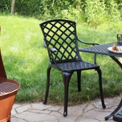 Sunnydaze Decor Sunnydaze Outdoor Crossweave Design Black Cast Aluminum Patio Dining Chair, 2pk 11 Sunnydaze Decor Sunnydaze Outdoor Crossweave Design Black Cast Aluminum Patio Dining Chair, 2pk -Sunnydaze Decor GUEST 934e2d31 9ae1 4e9f 8083 9789493e2f84