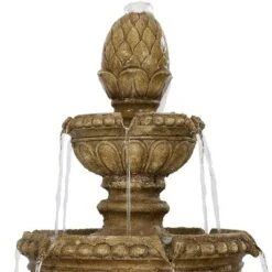 Sunnydaze Decor Sunnydaze 65"H Electric Resin And Concrete 4-Tier Eggshell Edge Outdoor Water Fountain With LED Lights -Sunnydaze Decor GUEST 93d8e8fd 2975 4f36 a228 49c3bd25825b