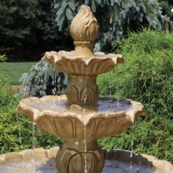 Sunnydaze Decor Sunnydaze 46"H Electric Polystone 3-Tier Classic Tulip Outdoor Water Fountain -Sunnydaze Decor GUEST 962f8f00 aa9f 4d54 9e33 2ea135b4f41d