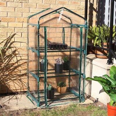 Sunnydaze Decor Sunnydaze Outdoor Portable Growing Rack 3-Tier Greenhouse With Roll-Up Door - 3 Shelves - Clear 8 Sunnydaze Decor Sunnydaze Outdoor Portable Growing Rack 3-Tier Greenhouse With Roll-Up Door - 3 Shelves - Clear - Image 6