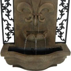 Sunnydaze Decor Sunnydaze 33"H Electric Polystone French Lily Design Outdoor Wall-Mount Water Fountain -Sunnydaze Decor GUEST 98d4e9eb d858 4e37 a69a 2f535991a8b5