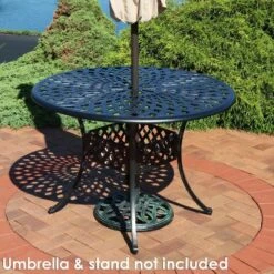 Sunnydaze Decor Sunnydaze Outdoor Crossweave Design Black Cast Aluminum Round Patio Dining Table With Umbrella Hole 11 Sunnydaze Decor Sunnydaze Outdoor Crossweave Design Black Cast Aluminum Round Patio Dining Table With Umbrella Hole -Sunnydaze Decor GUEST 99f9e8e2 0f10 498e aff8 31576a6d550a