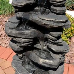 Sunnydaze Decor Sunnydaze 39"H Electric Polystone Rock Falls Waterfall Outdoor Water Fountain With LED Lights -Sunnydaze Decor GUEST 9a95106b fbf1 4e4f 8cb0 43728083bed2
