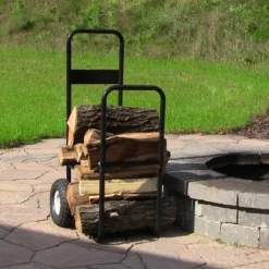 Sunnydaze Decor Sunnydaze Indoor/Outdoor Steel Rolling Firewood Log Cart Carrier With Wheels - 1/8 Face Cord - Black -Sunnydaze Decor GUEST 9b2d0b47 065e 47bd 8b4d 0e979c67fc82