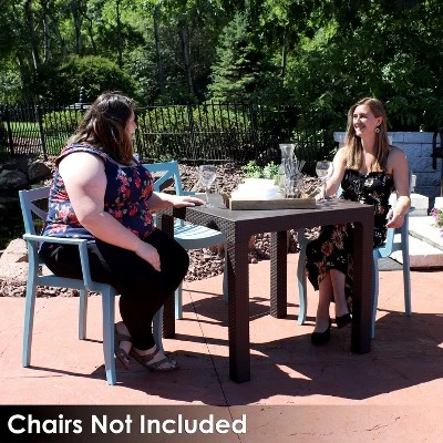 Sunnydaze Decor Sunnydaze Indoor/Outdoor Square Rattan Style Plastic Patio Dining Table - 31.5" - Brown 9 Sunnydaze Decor Sunnydaze Indoor/Outdoor Square Rattan Style Plastic Patio Dining Table - 31.5" - Brown - Image 7