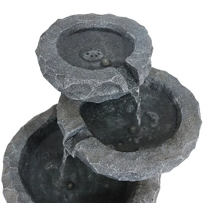 Sunnydaze Decor Sunnydaze Outdoor 3-Tier Chiseled Basin Solar Powered Water Fountain With Battery Backup And Submersible Pump - 22" 5 Sunnydaze Decor Sunnydaze Outdoor 3-Tier Chiseled Basin Solar Powered Water Fountain With Battery Backup And Submersible Pump - 22" - Image 3