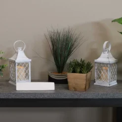 Sunnydaze Decor 18 Sunnydaze Decor Sunnydaze 10" Ligonier White Traditional Style Plastic And Glass Battery Operated Indoor LED Candle Lantern 4pk