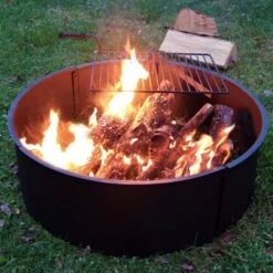 Sunnydaze Decor Sunnydaze Outdoor Heavy-Duty Steel Portable Campfire Ring With Cooking Grate And Fire Poker - 36" - Black