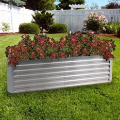 Sunnydaze Decor Sunnydaze Outdoor Vegetable Or Flower Galvalume Steel Raised Garden Bed For Backyard Or Garden - Rectangle - 71"