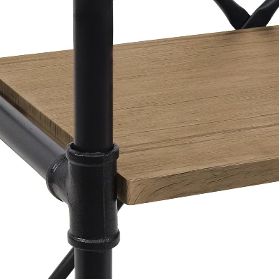 Sunnydaze Decor Sunnydaze 5 Shelf Industrial Style Pipe Frame Freestanding Bookshelf With Wood Veneer Shelves 6 Sunnydaze Decor Sunnydaze 5 Shelf Industrial Style Pipe Frame Freestanding Bookshelf With Wood Veneer Shelves - Image 4