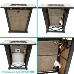 Sunnydaze Decor Sunnydaze Reykir Modern Smokeless Metal Outdoor Fire Pit With Tile Tabletop And Rafa Fabric Sides - 24" H -Sunnydaze Decor GUEST ace8bf2f 0504 43f1 9d34 557a4028d3e4