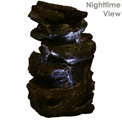 Sunnydaze Decor Sunnydaze Indoor Home Decorative Tiered Rock And Log Waterfall Tabletop Water Fountain With LED Lights - 10" 4 Sunnydaze Decor Sunnydaze Indoor Home Decorative Tiered Rock And Log Waterfall Tabletop Water Fountain With LED Lights - 10" - Image 2
