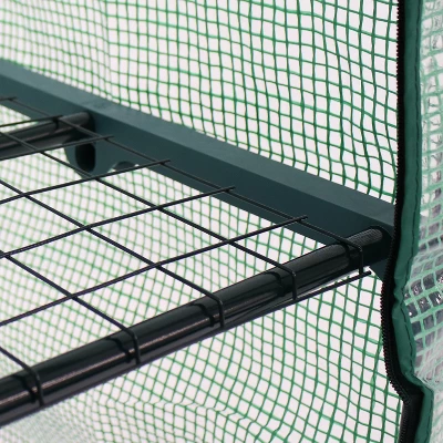 Sunnydaze Decor Sunnydaze Outdoor Portable Growing Rack 2-Tier Greenhouse With Roll-Up Door - 2 Shelves - Green 7 Sunnydaze Decor Sunnydaze Outdoor Portable Growing Rack 2-Tier Greenhouse With Roll-Up Door - 2 Shelves - Green - Image 5