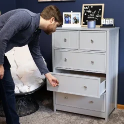 Sunnydaze Decor Sunnydaze Beadboard Vertical Dresser Chest With 5 Drawers - 43.5" H - Gray -Sunnydaze Decor GUEST b0692803 ec40 429a a5c0 e49df8eee29b