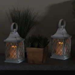 Sunnydaze Decor Sunnydaze 10" Ligonier White Traditional Style Plastic And Glass Battery Operated Indoor LED Candle Lantern 4pk -Sunnydaze Decor GUEST b0cbb029 d2c7 4b31 933d dd7dd0f8fd4f