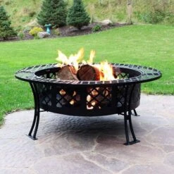 Sunnydaze Decor Sunnydaze Outdoor Camping Or Backyard Steel Diamond Weave Fire Pit Bowl With Spark Screen - 40" - Black -Sunnydaze Decor GUEST b232f744 44dc 436f 822a 471f6a08d218