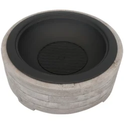 Sunnydaze Decor Sunnydaze Outdoor Large Round Faux Stone Fire Pit With Handles, Log Poker, And Spark Screen - 35" - Gray -Sunnydaze Decor GUEST b3a6212e 004d 432b 9010 3efee53c4d25