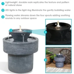Sunnydaze Decor Sunnydaze 20"H Electric Resin 2-Tier Round Bird Bath Outdoor Water Fountain With LED Lights -Sunnydaze Decor GUEST b45d8bc3 113a 473b 9533 60f0cb182b03