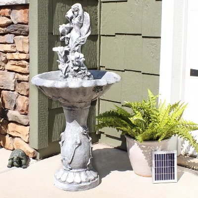 Sunnydaze Decor Sunnydaze Outdoor Polyresin Fairy Flower Solar Powered Water Fountain Feature With Battery Backup - 42" 3 Sunnydaze Decor Sunnydaze Outdoor Polyresin Fairy Flower Solar Powered Water Fountain Feature With Battery Backup - 42"