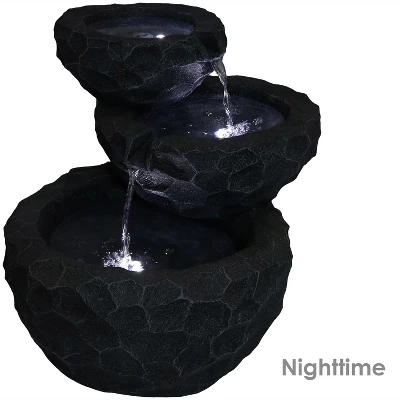 Sunnydaze Decor Sunnydaze Outdoor 3-Tier Chiseled Basin Solar Powered Water Fountain With Battery Backup And Submersible Pump - 22" 4 Sunnydaze Decor Sunnydaze Outdoor 3-Tier Chiseled Basin Solar Powered Water Fountain With Battery Backup And Submersible Pump - 22" - Image 2