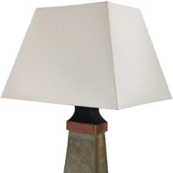 Sunnydaze Decor Sunnydaze Contemporary Natural Slate With Copper Trim And Fabric Cream Shade Accent Indoor/Outdoor Weather-Resistant Table Lamp -Sunnydaze Decor GUEST b6244d72 f3b7 4a26 b407 d14dc0e9e69c