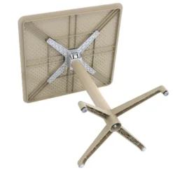 Sunnydaze Decor Sunnydaze 28" Square Plastic All-Weather Commercial-Grade Indoor/Outdoor Patio Dining Table With Foldable Design, Tan -Sunnydaze Decor GUEST b727d376 8649 44cb b401 58fe6935a4a8