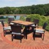 Sunnydaze Decor Sunnydaze Outdoor Rattan And Acacia Wood Carlow Patio Dining Set With Table, Chairs, And Seat Cushions - 7pc -Sunnydaze Decor GUEST b975f27d 39ab 4317 8e49 abd930ecb7cc