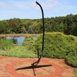 Sunnydaze Decor Sunnydaze Indoor/Outdoor Steel Metal C-Stand Hammock Chair Stand Only - Black - 300 Lb Weight Capacity