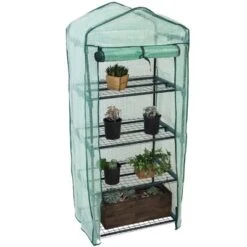 Sunnydaze Decor Sunnydaze Outdoor Portable Growing Rack 4-Tier Greenhouse With Roll-Up Door - 4 Shelves - Green 17 Sunnydaze Decor Sunnydaze Outdoor Portable Growing Rack 4-Tier Greenhouse With Roll-Up Door - 4 Shelves - Green -Sunnydaze Decor GUEST bccc7df9 98e9 477f 9d21 389a47c95a52