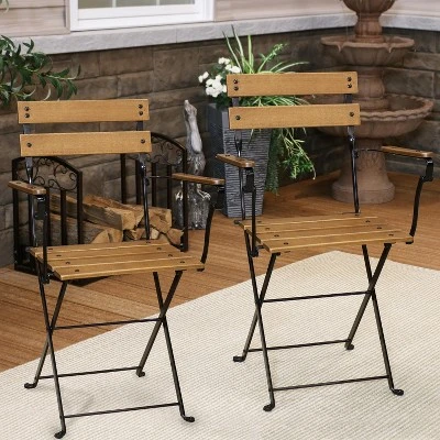 Sunnydaze Decor Sunnydaze Indoor/Outdoor Patio Or Dining Basic Chestnut Wooden Folding Bistro Arm Chair - Brown 3 Sunnydaze Decor Sunnydaze Indoor/Outdoor Patio Or Dining Basic Chestnut Wooden Folding Bistro Arm Chair - Brown