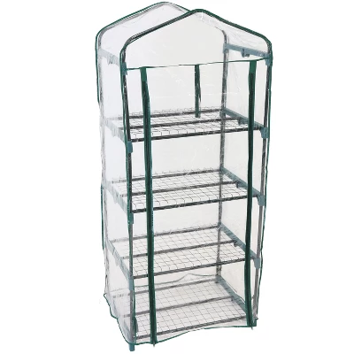 Sunnydaze Decor Sunnydaze Outdoor Portable Growing Rack 4-Tier Greenhouse With Roll-Up Door - 4 Shelves - Clear 7 Sunnydaze Decor Sunnydaze Outdoor Portable Growing Rack 4-Tier Greenhouse With Roll-Up Door - 4 Shelves - Clear - Image 5