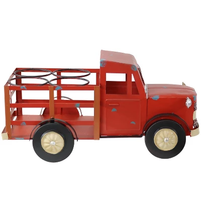 Sunnydaze Decor Sunnydaze Rustic Truck Metal Wine Rack - Red 10 Sunnydaze Decor Sunnydaze Rustic Truck Metal Wine Rack - Red - Image 8