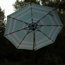 Sunnydaze Decor Sunnydaze Outdoor Aluminum Patio Umbrella With Solar LED Lights, Tilt, And Crank - 9' -Sunnydaze Decor GUEST bff27081 bb7c 4b0e a83f 1eabc6274e1f
