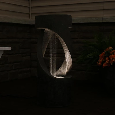 Sunnydaze Decor Sunnydaze 31"H Electric Resin Contemporary Double Helix Column Outdoor Water Fountain With LED Light 8 Sunnydaze Decor Sunnydaze 31"H Electric Resin Contemporary Double Helix Column Outdoor Water Fountain With LED Light - Image 6