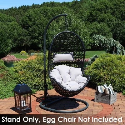 Sunnydaze Decor Sunnydaze Durable Indoor/Outdoor Powder-Coated Steel Egg Chair Stand With Extra-Wide Round Base - 76" H - Black 7 Sunnydaze Decor Sunnydaze Durable Indoor/Outdoor Powder-Coated Steel Egg Chair Stand With Extra-Wide Round Base - 76" H - Black - Image 5