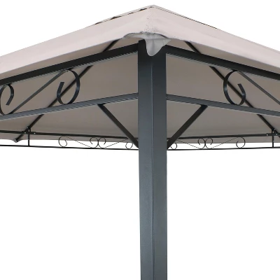Sunnydaze Decor Sunnydaze Steel Open Gazebo With Weather-Resistant Polyester Fabric Top And Black Metal Frame For Backyard, Garden, Deck Or Patio - 10' X 10' - Gray 4 Sunnydaze Decor Sunnydaze Steel Open Gazebo With Weather-Resistant Polyester Fabric Top And Black Metal Frame For Backyard, Garden, Deck Or Patio - 10' X 10' - Gray - Image 2