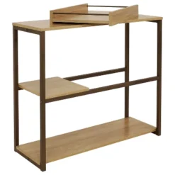 Sunnydaze Decor Sunnydaze Industrial-Style, 3-Shelf Sofa Table With Removable Serving Tray - Brown - 28.25 In -Sunnydaze Decor GUEST c40f77d7 7e16 4a93 9bee 2ff4e073cecb