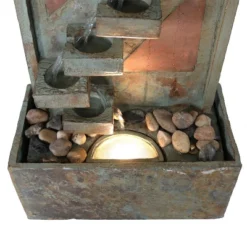 Sunnydaze Decor Sunnydaze 48"H Electric Natural Slate And Copper Accents Descending Staircase Outdoor Water Fountain With LED Light -Sunnydaze Decor GUEST c7e494c0 141c 406a 97f5 5b0ea60e3c28